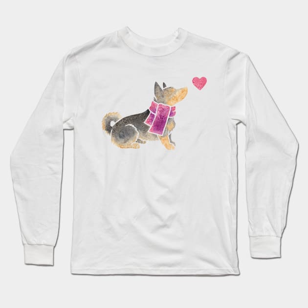 Watercolour Swedish Vallhund Long Sleeve T-Shirt by animalartbyjess